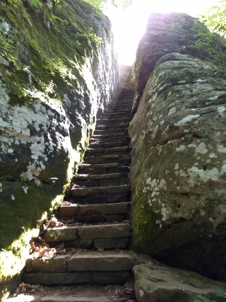 A set of stone stairs found in the Shawnee National Forest in Southern Illinois.